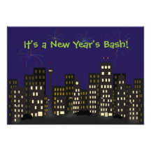 Fireworks in the City New Years Invitation