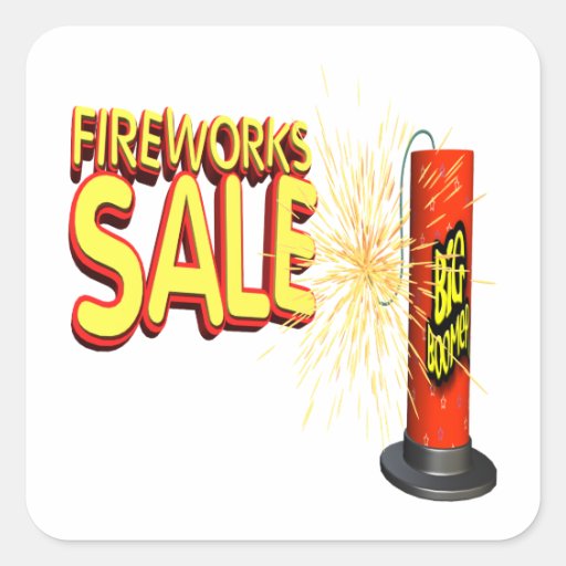 Fireworks Sale Square Stickers