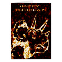 Firey Triceratops Birthday Card