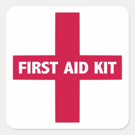First Aid Kit Sign Square Sticker