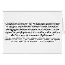 First Amendment of the United States Constitution Greeting Card