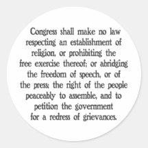 First Amendment Round Stickers