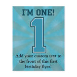 First Birthday Boy, I'm One, Big Blue Number 1 Flyer