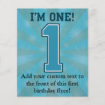 First Birthday Boy, I'm One, Big Blue Number 1 Flyer