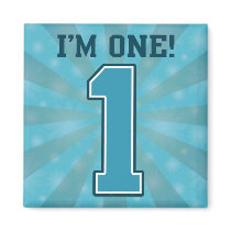 First Birthday Boy, I'm One, Big Blue Number 1 Magnets