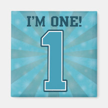 First Birthday Boy, I'm One, Big Blue Number 1 Magnets