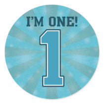 First Birthday Boy, I'm One, Big Blue Number 1 Sticker