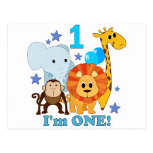 First Birthday Jungle Postcards