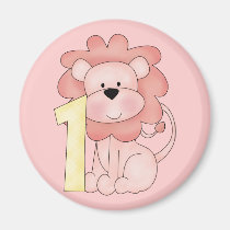 First Birthday Lion (pink) magnets