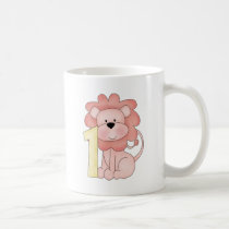 First Birthday Lion (pink) mugs