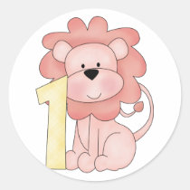 First Birthday Lion (pink) stickers