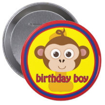 First Birthday Monkey Button