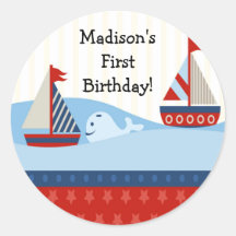 First Birthday Sailboat Sticker