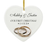 First Christmas Entwined Wedding Rings Ornament