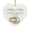 First Christmas Entwined Wedding Rings Ornament