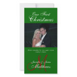 First Christmas Photo Card Photo Monogram Green photo cards