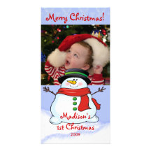 First Christmas Photo Card Snowman