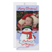 First Christmas Photo Card Snowman