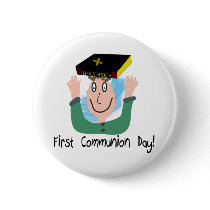 First Communion Day~~"Boy With Bible" Button