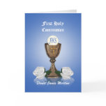 First communion invitation Chalice on black