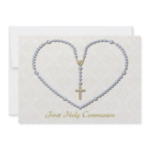 First Communion Rosary Heart Blue