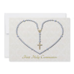 First Communion Rosary Heart Blue invitations