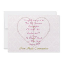First CommunionPink Rosary Beads Heart