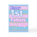 First Fathers Day Pink and Blue Greeting Card