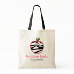 First Grade Teacher Bag - Zebra Print Apple