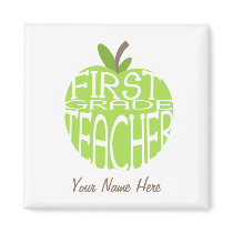 First Grade Teacher Magnet - Green Apple