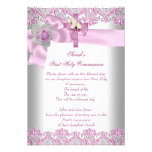 First Holy Communion 1st Cross Girls White Pink Invites