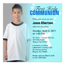 First Holy Communion Invitation Blue Cross