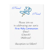First Holy Communion Invitation-Blue Rosary