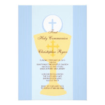 First Holy Communion Invitation Chalice Boy Blue