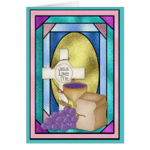First Holy Communion, Stained Glass Greeting Card