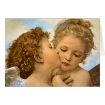 First Kiss by Bouguereau, Vintage Victorian Angels Cards