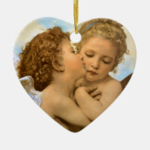 First Kiss by Bouguereau, Vintage Victorian Angels Christmas Ornament