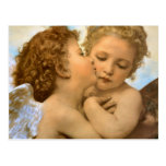 First Kiss by Bouguereau, Vintage Victorian Angels Post Card