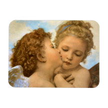 First Kiss by Bouguereau, Vintage Victorian Angels Rectangle Magnet