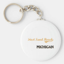 First Sand Beach Michigan Classic Key Chain