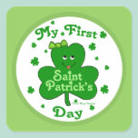 First St. Patrick's Day Gir Irish Shamrock Sticker stickers
