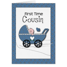 First Time Cousin Boy Stroller Greeting Card
