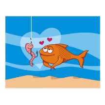Fish and Bait in Love Post Card
