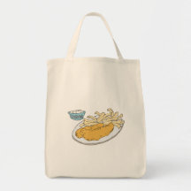 fish and chips canvas bag