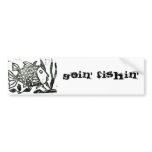 fish - block print bumper sticker