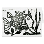 fish - block print cards