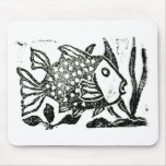 fish - block print mousepads