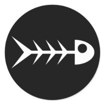 Fish bones round stickers
