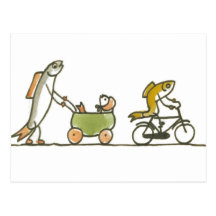 Fish Buggy and Bike Postcard