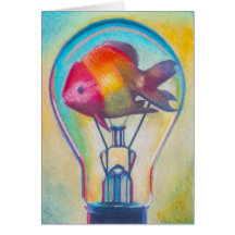 "Fish Bulb" Surreal Art Notecard by Ashazart